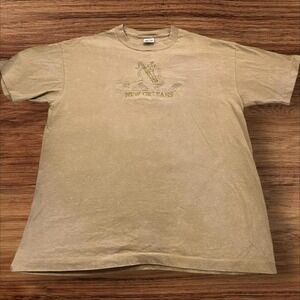 Anvil Mens XL Jazz New Orleans Saxophone Graphic T Shirt Khaki Made‎ USA